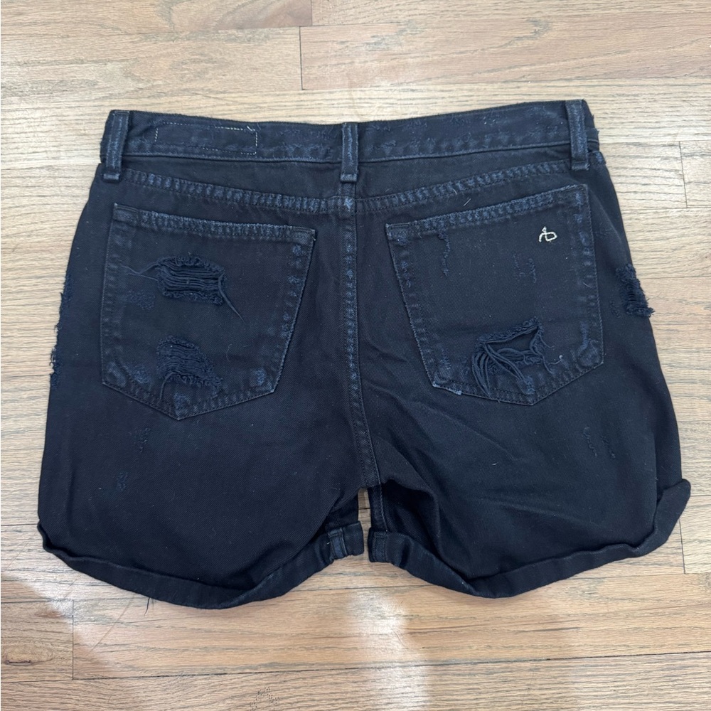 rag & bone Black Distressed Jean Shorts - Picture 5 of 6